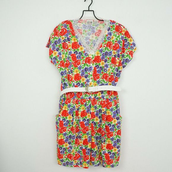 Vintage Pants - Vintage 80s/90s Floral Romper
